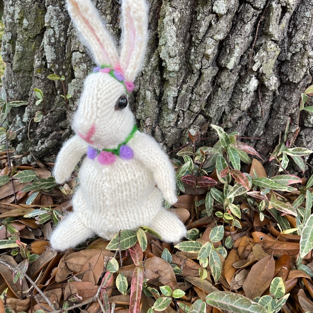 Hand crafted knit and needle felted bunny rabbit unique original handmade - Picture 14 of 16
